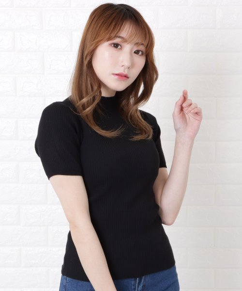 セール ハイネック半袖リブニットサマーニット レースレディース Lace Ladies Magaseek