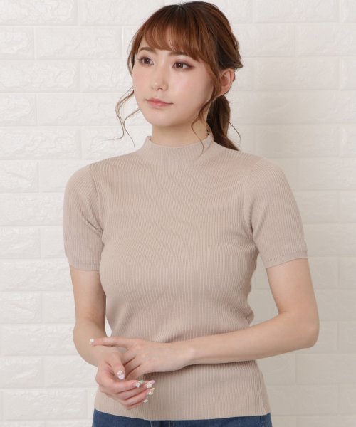 セール ハイネック半袖リブニットサマーニット レースレディース Lace Ladies Magaseek