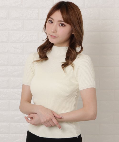 セール ハイネック半袖リブニットサマーニット レースレディース Lace Ladies Magaseek