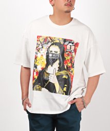LUXSTYLE(ラグスタイル)/モナリザグラフィティアートTシャツ/Tシャツ メンズ 半袖 モナリザ コラージュ グラフィック プリント ビッグシルエット/ホワイト