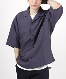 LUXSTYLE(ラグスタイル)/速乾ビッグオープンカラー半袖シャツ/オープンカラーシャツ メンズ 半袖 ビッグシルエット/ブルー