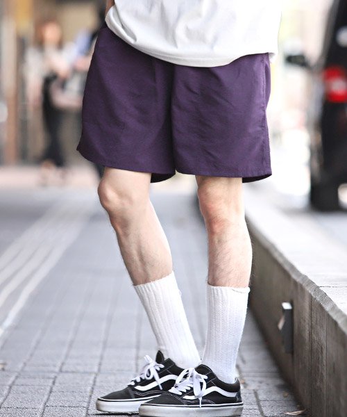製品染めナイロンショーツ/ショートパンツ メンズ ナイロンパンツ イージーパンツ 軽量 タイダイ染め 無地
