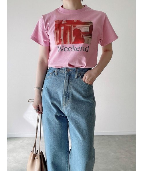MEKKE(メッケ)/Weekend プリントTシャツ（低身長向け）/ピンク