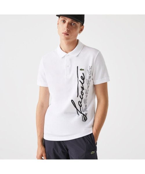 LACOSTE Mens(ラコステ　メンズ)/スクリプトブランドネームロゴプリントポロシャツ/ホワイト