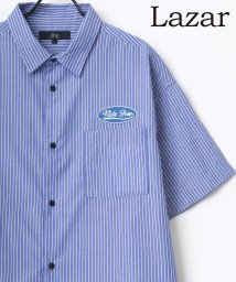 LAZAR(ラザル)/【Lazar】ビッグシルエット ワッペン 刺繍 ムジ ストライプ S/Sシャツ メンズ 半袖/柄B