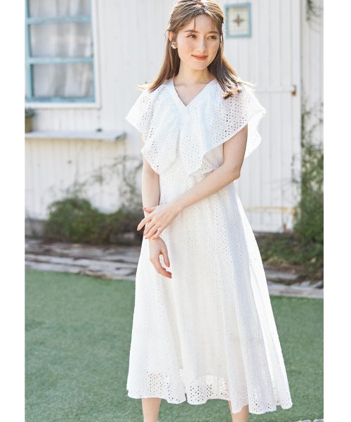 後ろレースアップラッフルスリーブフラワーカットワークレースワンピース トッコクローゼット Tocco Closet Magaseek 後ろレースアップラッフルスリーブフラワーカットワークレースワンピース トッコクローゼット Tocco Closet Magaseek