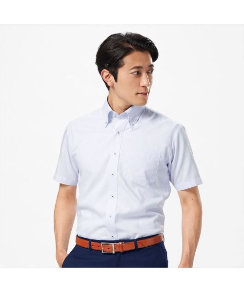 TOKYO SHIRTS(TOKYO SHIRTS)/【Layered Cool】形態安定 ボタンダウン 半袖ビジネスワイシャツ/ブルー