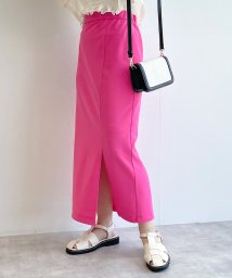w closet(ダブルクローゼット)/ピケスリットタイトスカート/ピンク