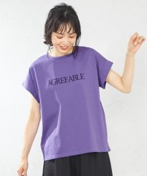 anyFAM(anyFAM)/【接触冷感・UVケア】TCオーガビッツフレンチスリーブロゴ Tシャツ/バイオレット