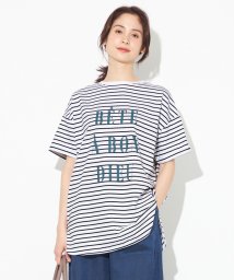 anyFAM(anyFAM)/【接触冷感・UVケア】TCオーガビッツチュニックロゴ Tシャツ/オフ×ブラック