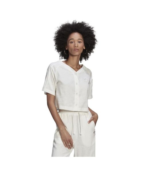 セール リネン クロップド ベースボールtシャツ アディダス オリジナルス Adidas Originals Magaseek