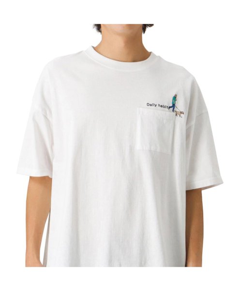 MAC HOUSE(men)(マックハウス（メンズ）)/ワンポイントマタギ刺繍Tシャツ Q22－150B21T/ホワイト