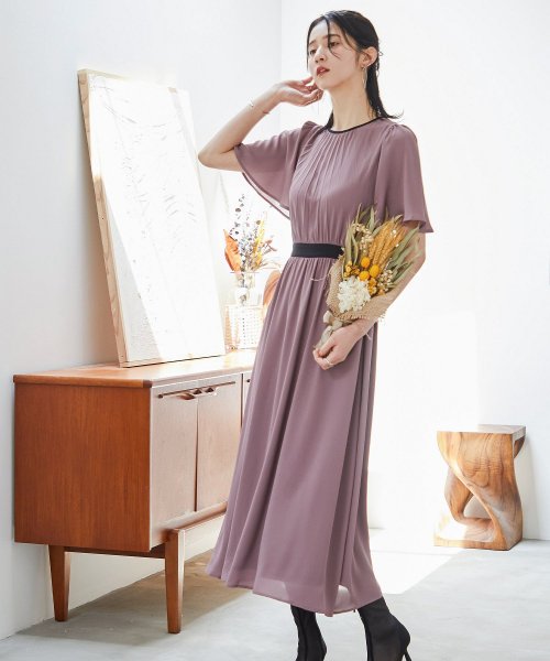 結婚式 ワンピース パーティードレス 配色 パイピング プリーツ フレアスカート ウエストゴム 無地 シンプル ロング丈 ミモレ丈 フレア袖 半袖 ラウンドネッ ニアナ Niana Magaseek 結婚式 ワンピース パーティードレス 配色 パイピング プリーツ フレアスカート ウエストゴム 無地 シンプル ロング丈 ミモレ丈 フレア袖 半袖 ラウンドネッ ニアナ Niana Magaseek