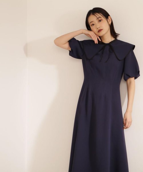 セール ビッグカラー付きパイピングワンピース ナチュラルビューティーベーシック Natural Beauty Basic Magaseek