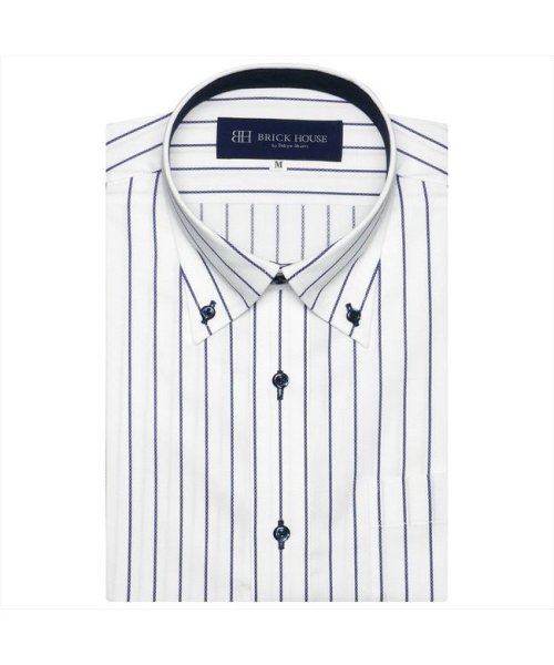 TOKYO SHIRTS(TOKYO SHIRTS)/形態安定 ボタンダウンカラー 半袖ビジネスワイシャツ/ブルー