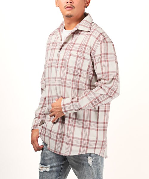 セール チェックオーバーシャツ 長袖シャツ メンズ ビッグシルエット チェック柄 総柄 ラグスタイル Luxstyle Magaseek