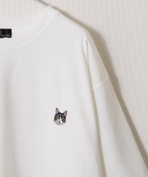 ZIP FIVE(ジップファイブ)/動物ワンポイント刺繍半袖Tシャツ/ネコ/イヌ/クマ/ホワイト