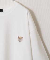 ZIP FIVE(ジップファイブ)/動物ワンポイント刺繍半袖Tシャツ/ネコ/イヌ/ホワイト系1
