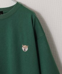 ZIP FIVE(ジップファイブ)/動物ワンポイント刺繍半袖Tシャツ/ネコ/イヌ/グリーン系1
