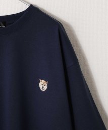 ZIP FIVE(ジップファイブ)/動物ワンポイント刺繍半袖Tシャツ/ネコ/イヌ/クマ/ネイビー系1