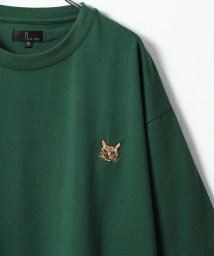 ZIP FIVE(ジップファイブ)/動物ワンポイント刺繍半袖Tシャツ/ネコ/イヌ/クマ/グリーン系2
