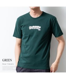  GENELESS(GENELESS)/tシャツ メンズ 半袖 綿100 半袖tシャツ フロントプリント Uネック クルーネック Tシャツ/グリーン