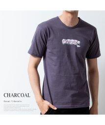  GENELESS(GENELESS)/tシャツ メンズ 半袖 綿100 半袖tシャツ フロントプリント Uネック クルーネック Tシャツ/チャコールグレー