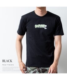  GENELESS(GENELESS)/tシャツ メンズ 半袖 綿100 半袖tシャツ フロントプリント Uネック クルーネック Tシャツ/ブラック