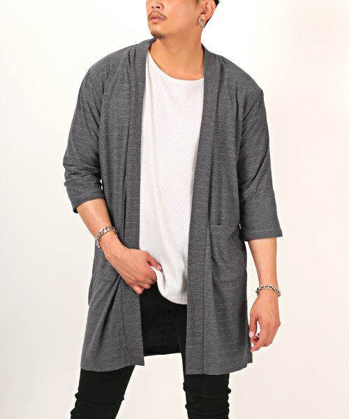セール 6分袖ロングコーディガン コーディガン メンズ カーディガン ロング丈 6分袖 羽織り 春夏 ラグスタイル Luxstyle Magaseek