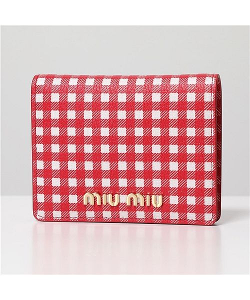 【箱付き】miumiu ギンガムチェック 二つ折り財布