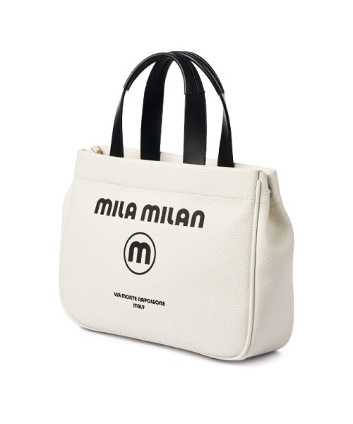 MILA MILAN(ミラミラン)/ミラミラン コルソ トートバッグ ミニトートバッグ ハンドバッグ メンズ レディース ブランド ファスナー付き mila milan 250501/ホワイト