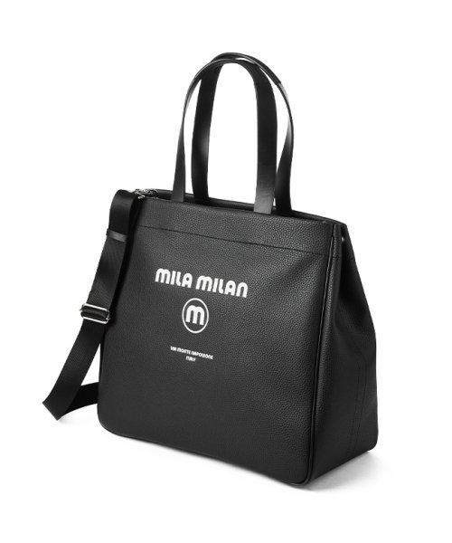 MILA MILAN(ミラミラン)/ミラミラン コルソ トートバッグ メンズ レディース ブランド ファスナー付き 大きめ 大容量 肩掛け A4 B4 mila milan 250503/ブラック