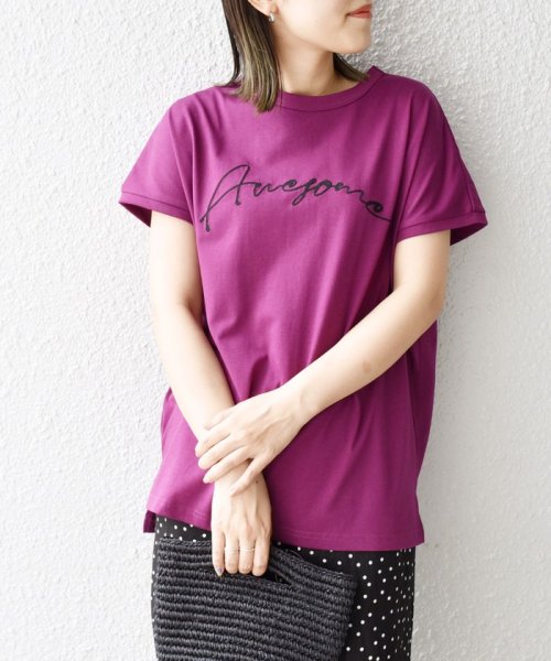 SHIPS WOMEN(シップス　ウィメン)/《一部追加予約》* チェーン エンブロイダリー TEE ◆/パープル