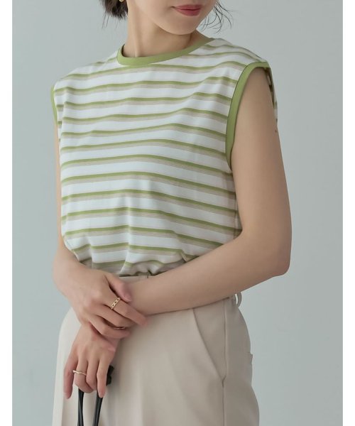 セール】 リエディ(Re:EDIT) |マルチボーダーノースリーブカットソー  