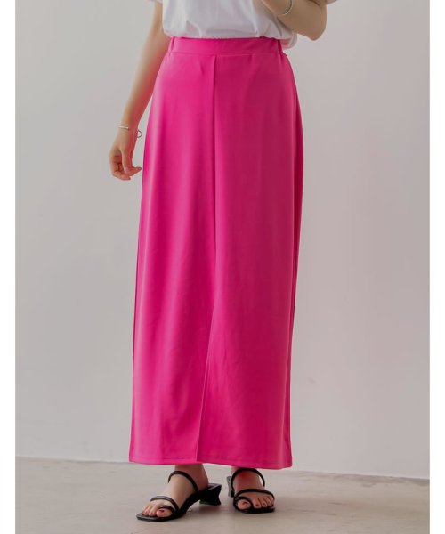 Re:EDIT(リエディ)/[低身長/高身長サイズ有]フロントスリットジョーゼットポンチナロースカート/ピンク