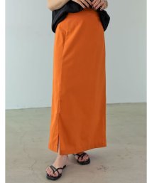 Re:EDIT(リエディ)/[低身長サイズ/高身長サイズ有]コットンリネンスリットIラインスカート/オレンジ