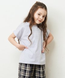 a.v.v(KID'S)(アー・ヴェ・ヴェキッズ)/[100－130]ロールアップスリーブロゴプリントTシャツ/ライトブルー