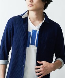 MK homme(エムケーオム)/七分袖サッカーシャツ/ブルー
