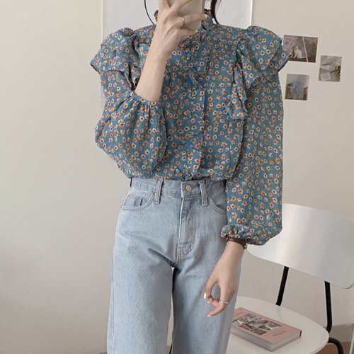 セール 襟フリル 花柄シャツブラウス レディース ミニミニストア Miniministore Magaseek