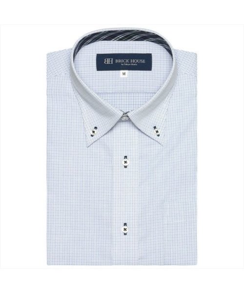 TOKYO SHIRTS(TOKYO SHIRTS)/形態安定 ボタンダウンカラー 半袖ビジネスワイシャツ/ブルー