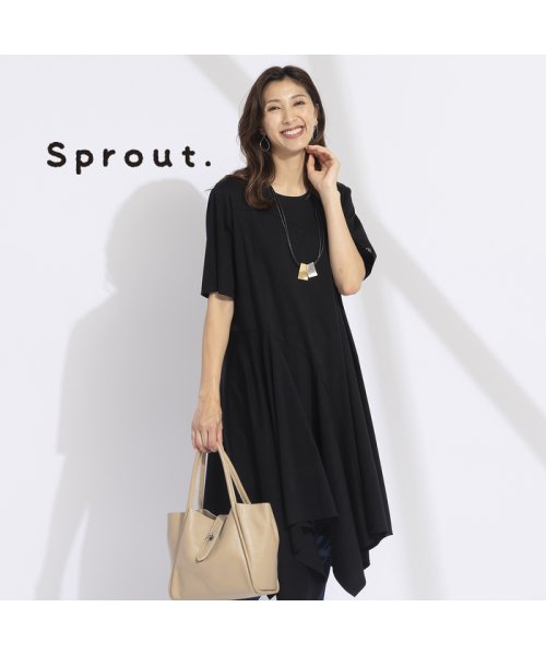 セール Sprout 綿100 切替デザインドレープワンピース リリアンビューティ Liliane Burty Magaseek