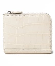 gino marina　luxe(ジーノマリーナリュクス)/クロコダイル本革折り財布/バニラ/グレー