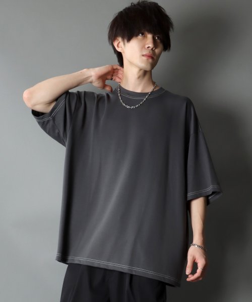 SITRY(SITRY)/【SITRY】COOL Cardboard wide crew neck pullover/クールダンボール ワイド クルーネック プルオーバー/チャコール