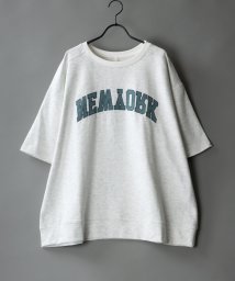 SITRY(SITRY)/【SITRY】ワイドシルエット カレッジプリント スウェット T シャツ/リンガーVネック メンズ Tシャツ 半袖/シロモク