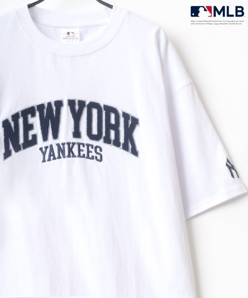 LAZAR(ラザル)/【Lazar】MLB/メジャーリーグベースボール ビッグシルエット カレッジ チームロゴ サガラ 刺繍 Tシャツ/ホワイト