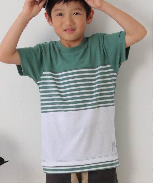 ikka kids(イッカ　キッズ)/【キッズ】ボーダー切り替えフェイクTシャツ（120〜160cm）/グリーン