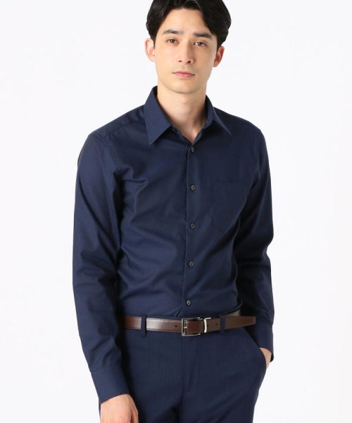 COMME CA ISM MENS(コムサイズム（メンズ）)/★雑誌掲載商品★【イージーケア】　市松柄　ドレスシャツ/ネイビー