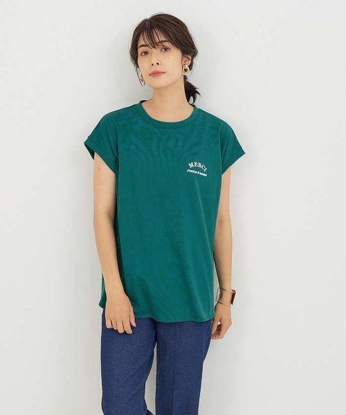 abahouse mavie(ａｂａｈｏｕｓｅ　ｍａｖｉｅ)/フレンチオーバー刺繍Tシャツ/グリーン
