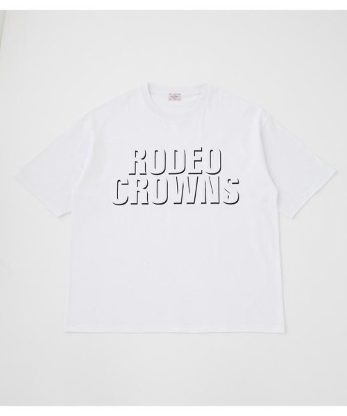RODEO CROWNS WIDE BOWL(ロデオクラウンズワイドボウル)/SHADOW エンボスロゴ Tシャツ/WHT