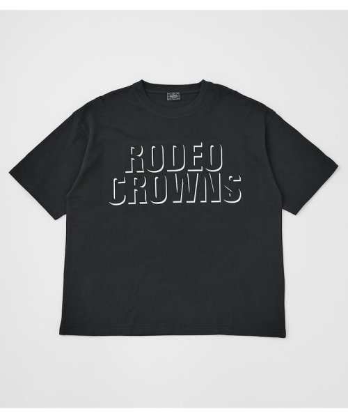 RODEO CROWNS WIDE BOWL(ロデオクラウンズワイドボウル)/SHADOW エンボスロゴ Tシャツ/BLK